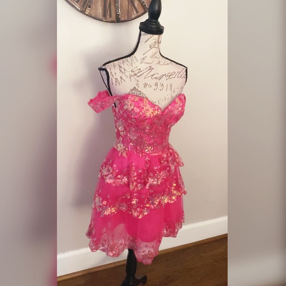 Sherri Hill Dresses & Skirts - Hot pink ruffle a-line pageant, prom or homecoming dress